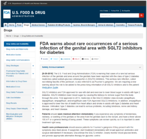 FDA warning infection of the genitals SGLT2 inhibitors