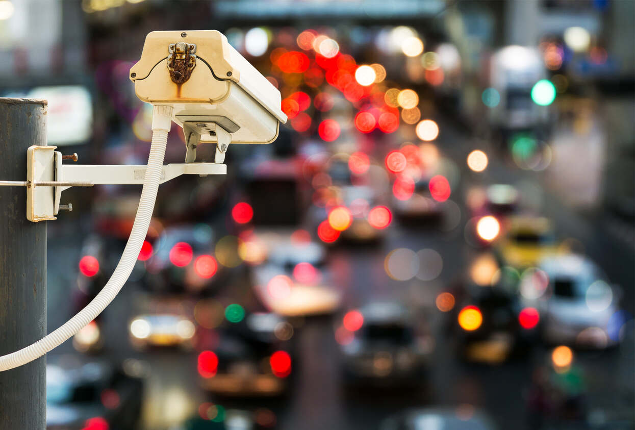 traffic camera and busy road