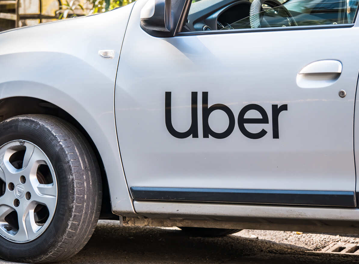 White Painted uber car